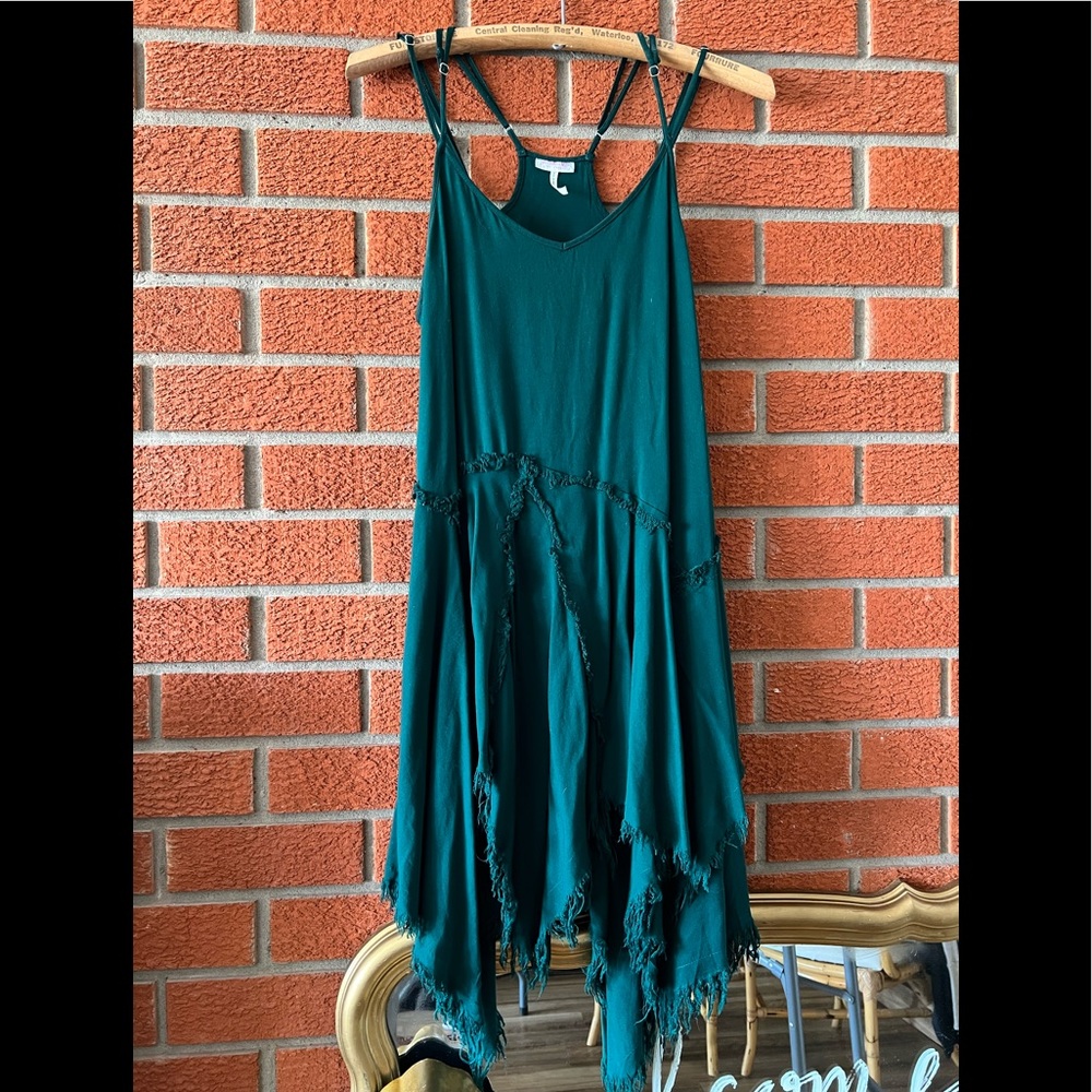 Free PeopleTattered Up Shred Slip in Green XS - Picture 3 of 5